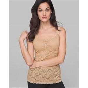 NEW Soma L Stretch lace Tank Beige 92133